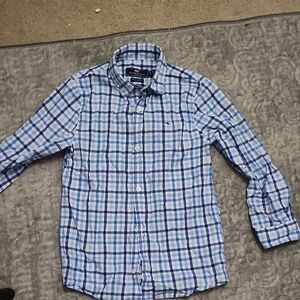 Vineyard Vines Boy's Blue and White Checkered Shirt